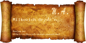 Milkovich Arzén névjegykártya